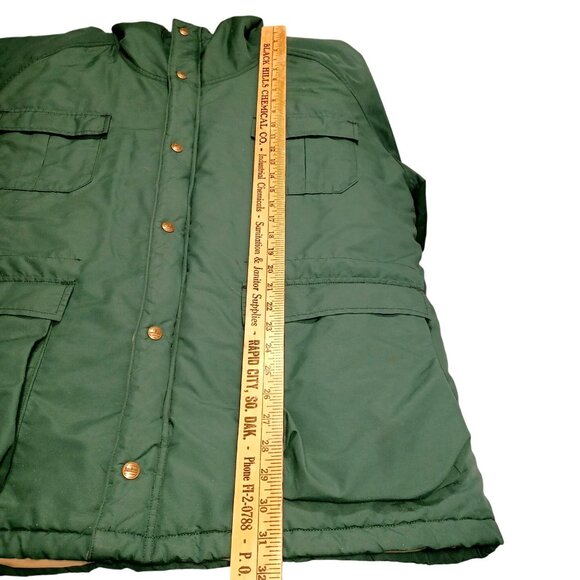 L.L. Bean VTG Green Hooded Parka Zip Snap Pockets Size M Winter Car Coat Mens XL - Picture 12 of 15
